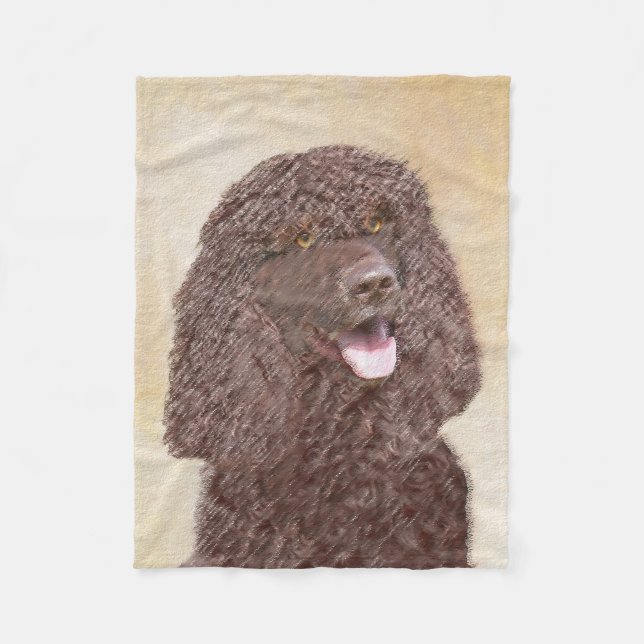 Irish Water Spaniel Painting - Original Dog Art Fleece Blanket (Front)