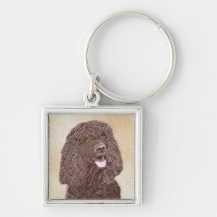 Irish Water Spaniel Painting - Original Dog Art Keychain