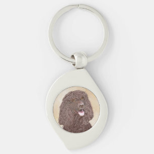 Irish Water Spaniel Painting - Original Dog Art Keychain