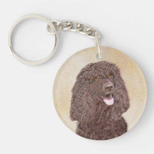 Irish Water Spaniel Painting - Original Dog Art Keychain