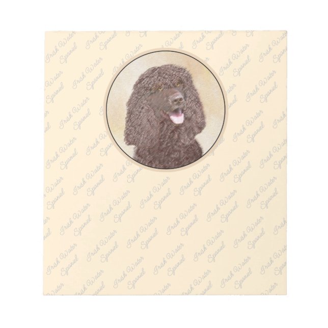 Irish Water Spaniel Painting - Original Dog Art Notepad (Front)