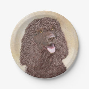 Irish Water Spaniel Painting - Original Dog Art Paper Plate