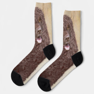 Irish Water Spaniel Painting - Original Dog Art Socks