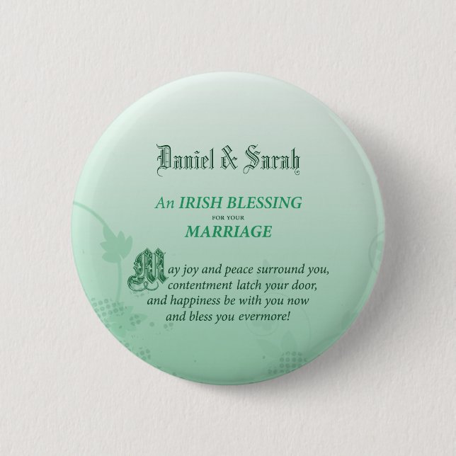 Irish Wedding Congratulations Blessing 2 Inch Round Button (Front)
