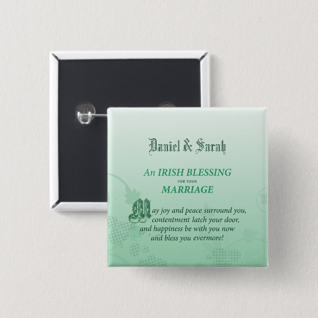 Irish Wedding Congratulations Blessing 2 Inch Square Button (Front & Back)
