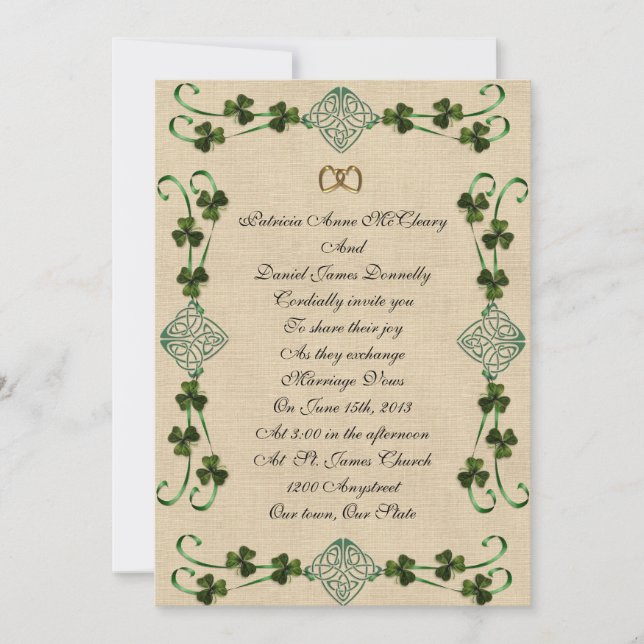 Irish wedding Invitation Unity knot (Front)