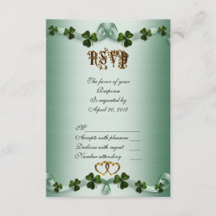 Irish wedding RSVP shamrocks Card