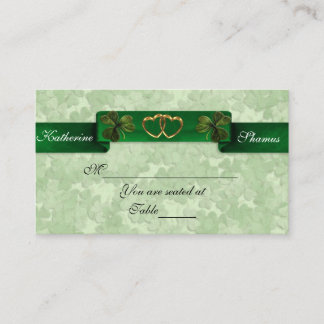 Irish Wedding seating card shamrocks