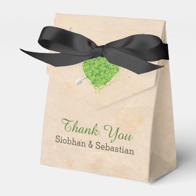 Irish Wedding Shamrock Heart Favor Box (Front Side)