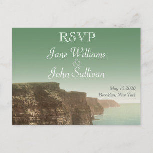 Irish Wedding Theme Cliffs of Moher RSVP Invitation Postcard
