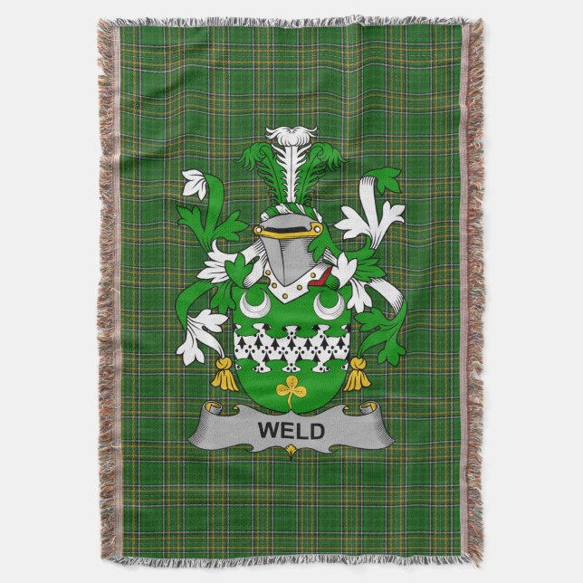  Irish Weld Coat of Arms Family Crest Ireland Throw Blanket (Front Vertical)