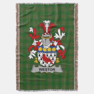 Irish Weston Coat of Arms Family Crest Ireland Throw Blanket