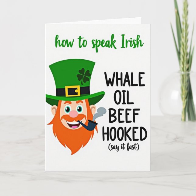 Irish Whale Oil Beef Hooked Card (Front)