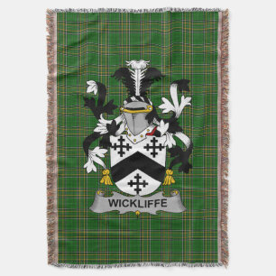 Irish Wickliffe Coat of Arms Family Crest Ireland Throw Blanket