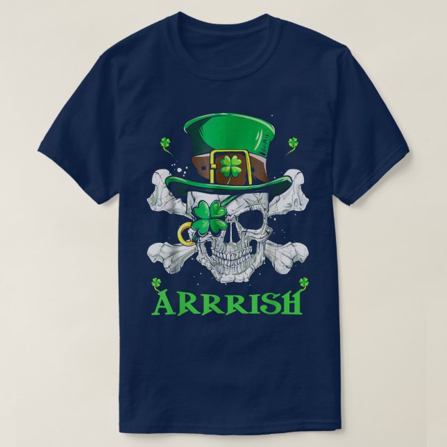 Irish With Our Leprechaun & Shamrock Clover St Pat T-Shirt (Design Front)