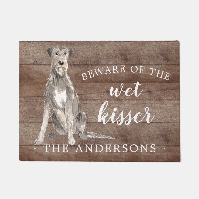 Irish Wolf Hound Dog Personalized Door Mat (Front)