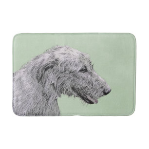 Irish Wolfhound 2 Painting - Cute Original Dog Art Bath Mat