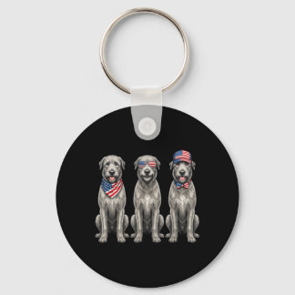 Irish Wolfhound 4th Of July Aamerican Flag Dog Keychain