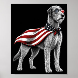 Irish Wolfhound 4th Of July Aamerican Flag Dog Poster