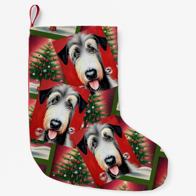 Irish Wolfhound and Tree Christmas Stocking (Front)