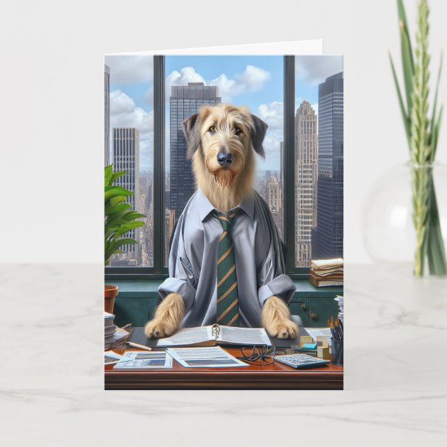 Irish Wolfhound Businessman for Father's Day Card (Front)