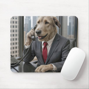 Irish Wolfhound Businessman In an Office Mouse Pad