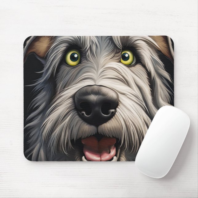 Irish Wolfhound Cartoon Mouse Pad (With Mouse)