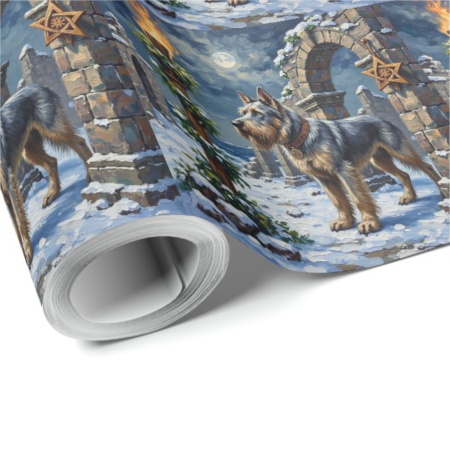 Irish Wolfhound Christmas Ancient Hall Holiday Wrapping Paper (Roll Corner)