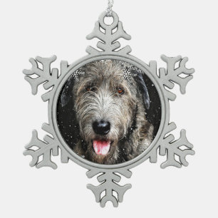 Irish Wolfhound Christmas Snowflake Pewter Christmas Ornament