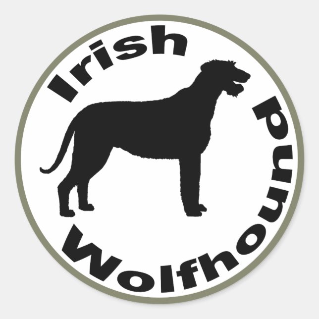 Irish Wolfhound Circle Border Classic Round Sticker (Front)