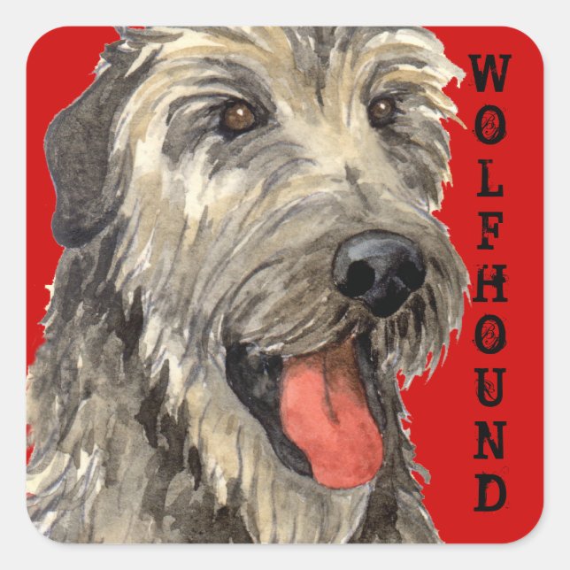 Irish Wolfhound Colour Block Square Sticker (Front)