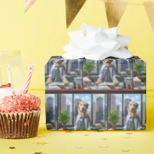 Irish Wolfhound Corporate Businessman Wrapping Paper