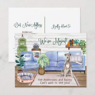 Irish Wolfhound Cozy New Home Moving      Announcement Postcard