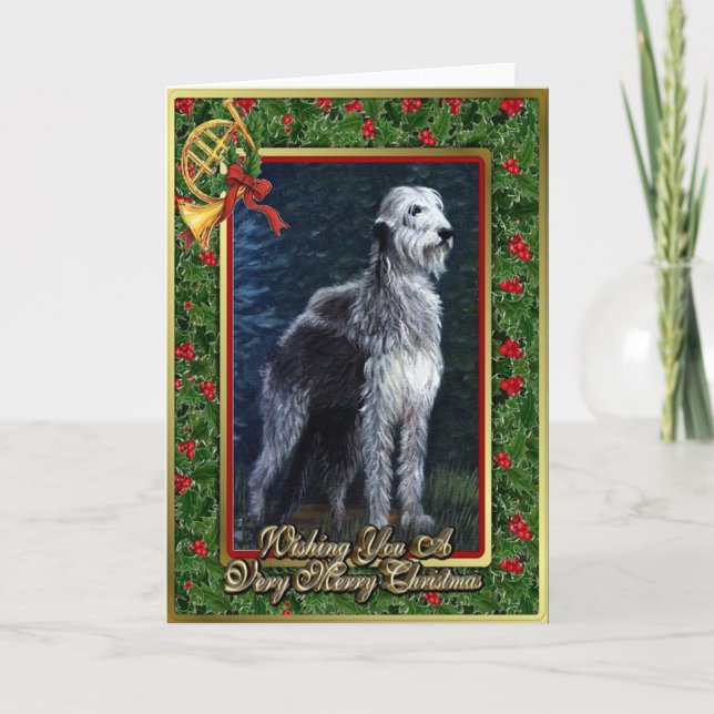 Irish Wolfhound Dog Blank Christmas Card (Front)