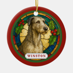 Irish Wolfhound Dog Ceramic Circle Ornament