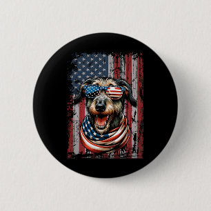 Irish Wolfhound Dog Lover Us Flag 4th Of July Patr 2 Inch Round Button