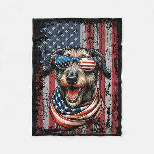 Irish Wolfhound Dog Lover Us Flag 4th Of July Patr Fleece Blanket