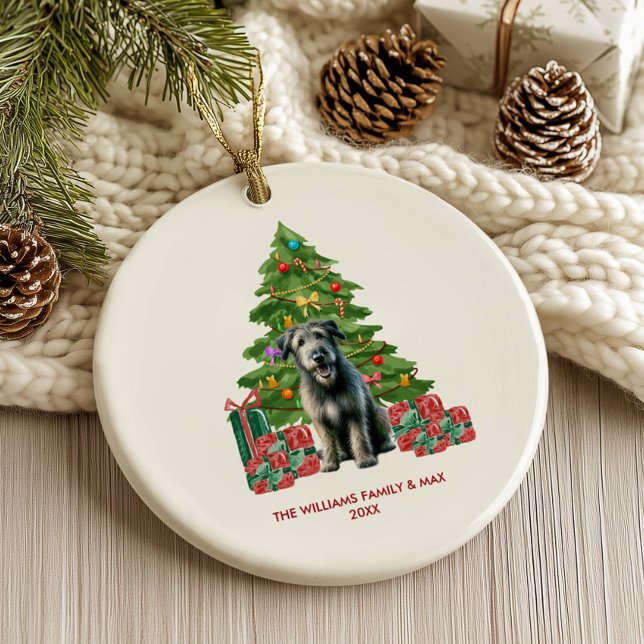 Irish Wolfhound Dog Personalized Christmas Ceramic Ornament (Creator Uploaded)
