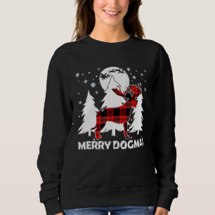 Irish Wolfhound Dog Plaid Xmas Pajama Reindeer Ant Sweatshirt