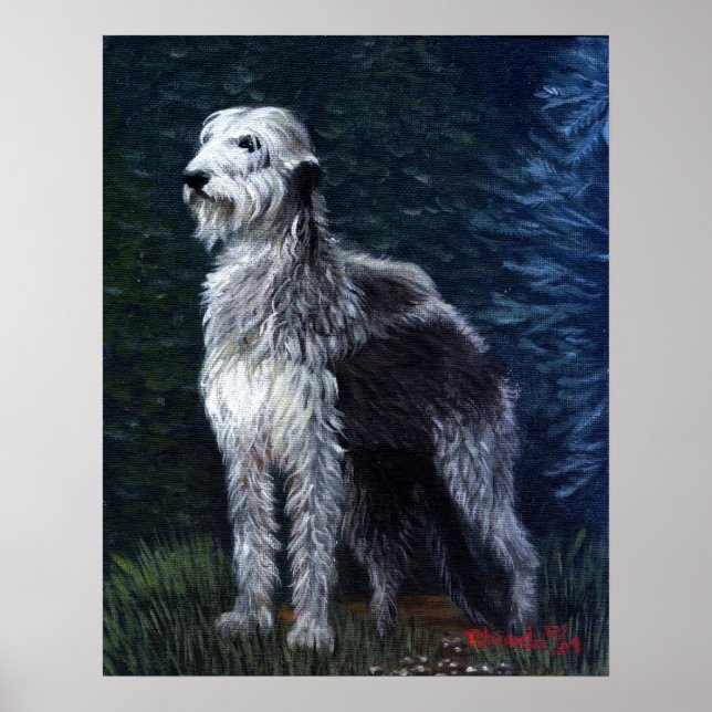 Irish Wolfhound Dog Portrait Poster (Front)