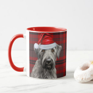 Irish Wolfhound Dog Red Plaid Christmas Mug
