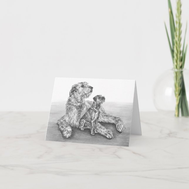 Irish Wolfhound Dogs Drawing by Kelli Swan Card (Front)