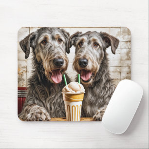 Irish Wolfhound Dogs With Ice Cream Soda Mouse Pad