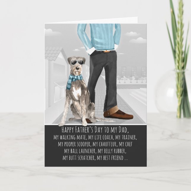 Irish Wolfhound from the Dog Father's Day Funny Card (Front)