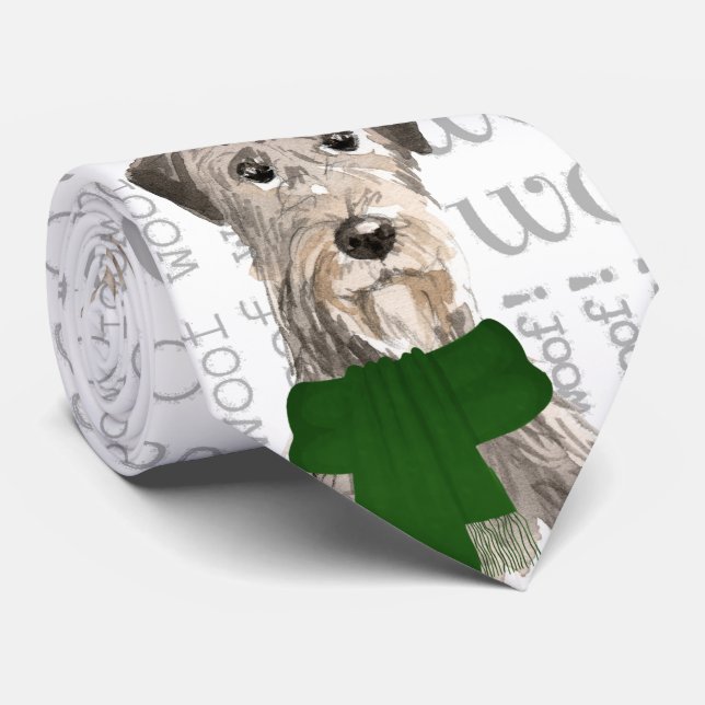 Irish Wolfhound Funny Woof Christmas Dog Lover Tie (Rolled)