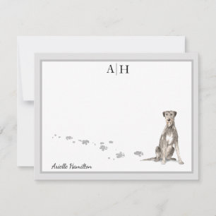 Irish Wolfhound Gray Border Monogram Your Name Card