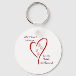 Irish Wolfhound Heart Belongs Keychain
