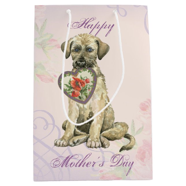 Irish Wolfhound Heart Mom Medium Gift Bag (Front)
