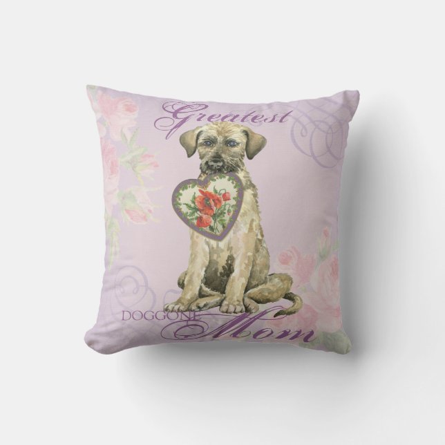 Irish Wolfhound Heart Mom Throw Pillow (Front)