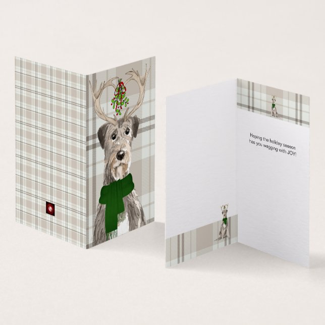 Irish Wolfhound in Antlers with an Earthy Plaid (Inside and Outside)